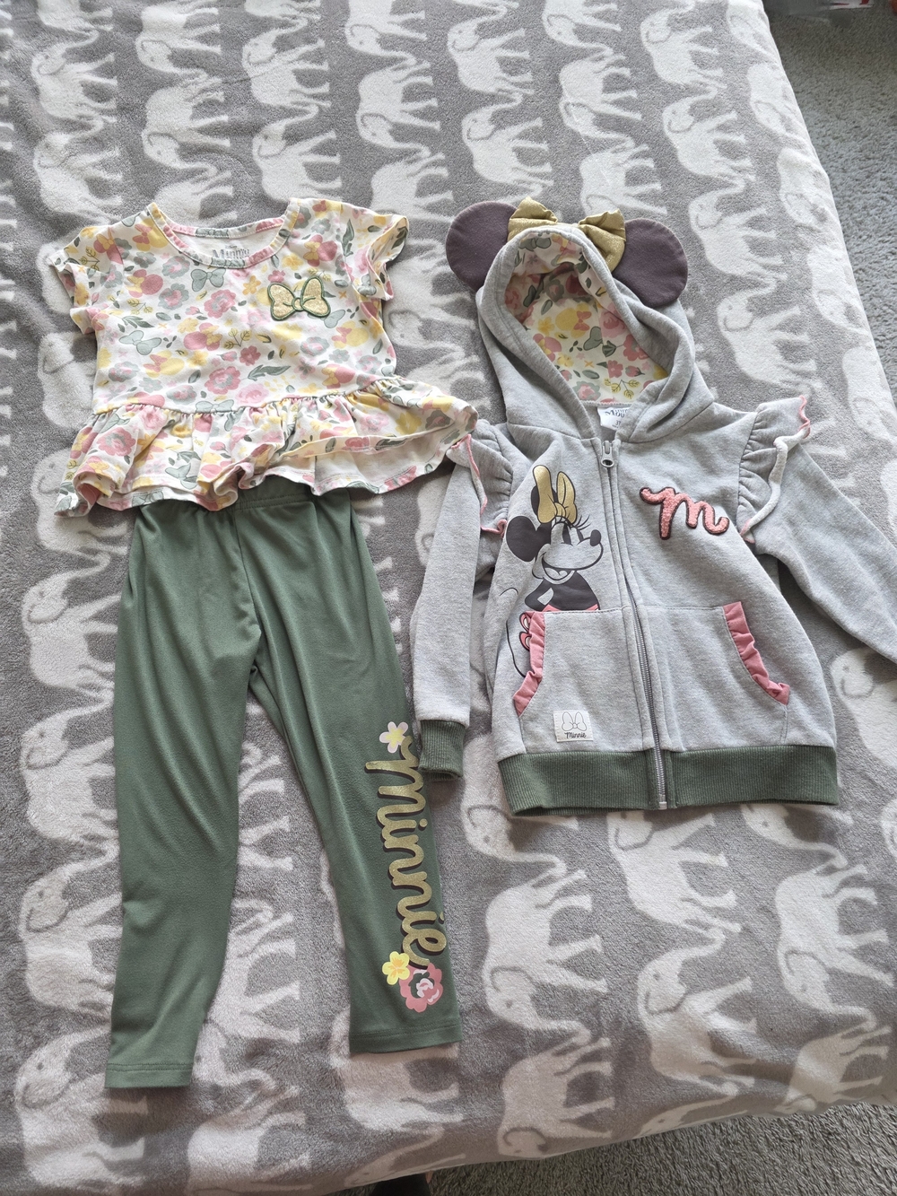 Disney Girls Green Floral Minnie Matching Set